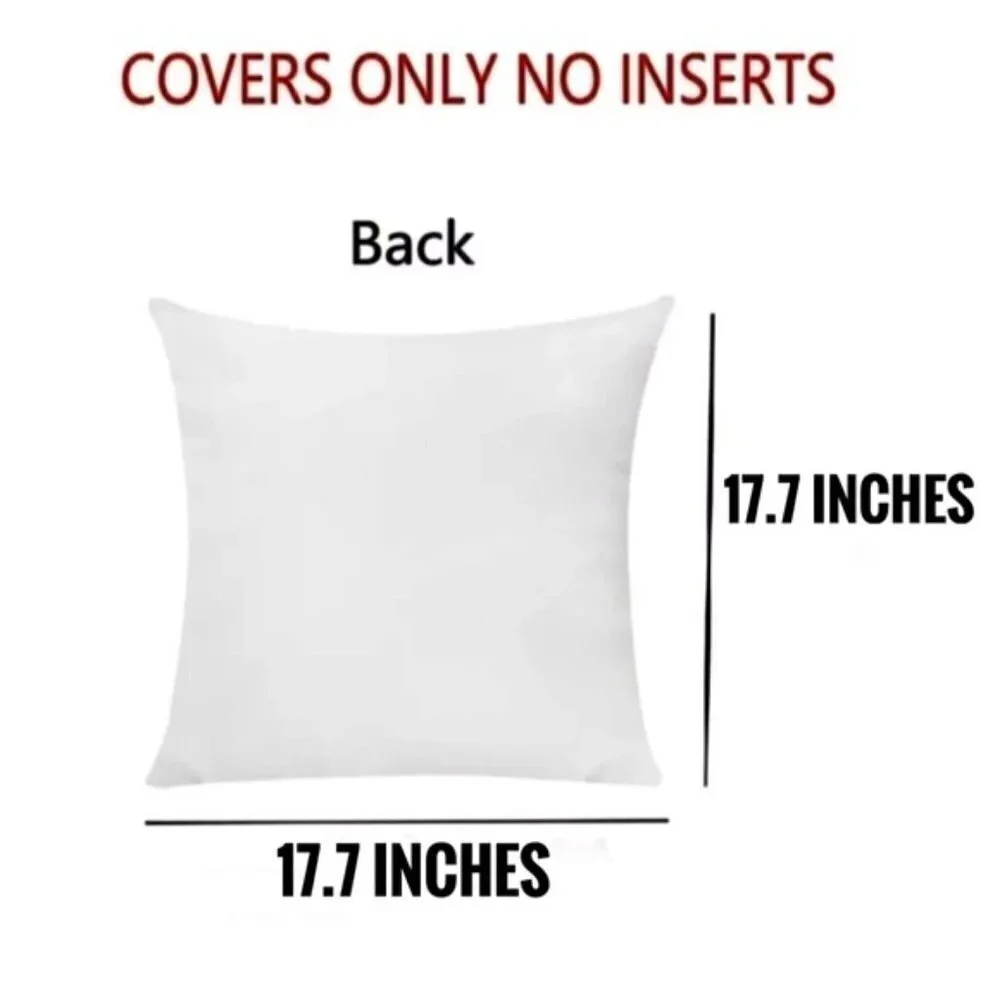 Pillow Cover Cat Print Zip Close Large Square White Tan Black Multicolor 17.7 in